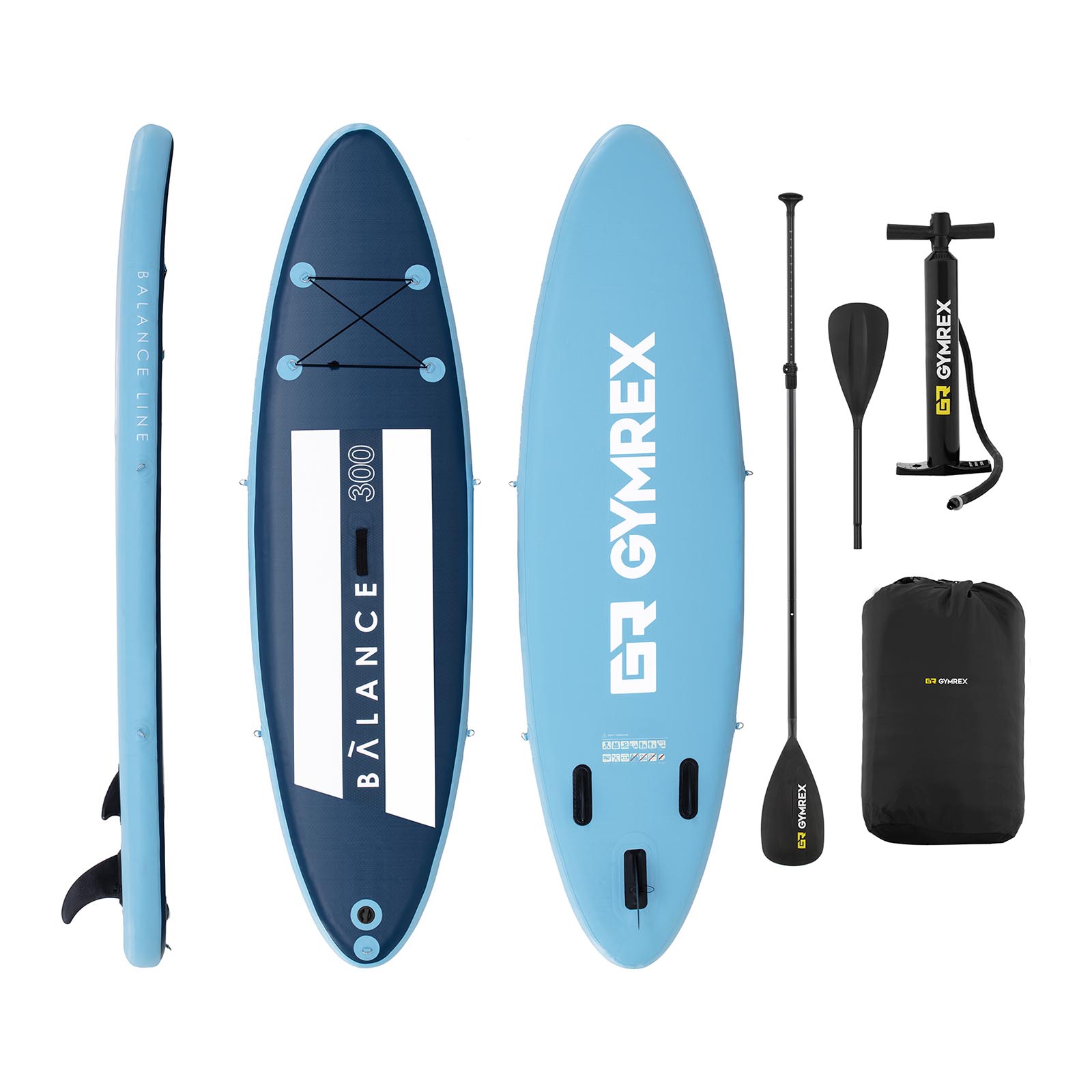 Nafukovací stand up paddleboard - 135 kg - světle a tmavě modrá - sada s pádlem a příslušenstvím